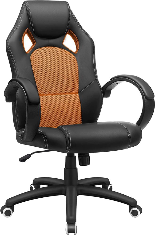 Songmics Racing Stuhl Bürostuhl Gaming Stuhl Chefsessel Drehstuhl PU, schwarz-orange, OBG56BO Bild 1