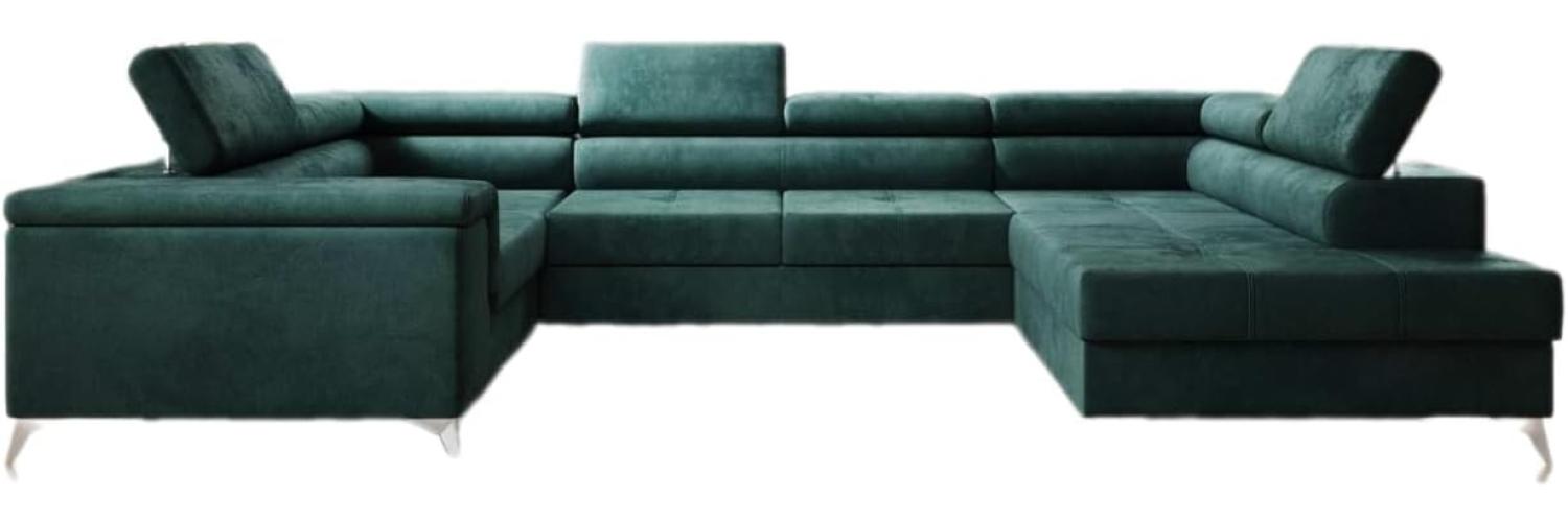 Designer Sofa Torino mit Schlaf- und Klappfunktion Samt Grün Rechts Bild 1