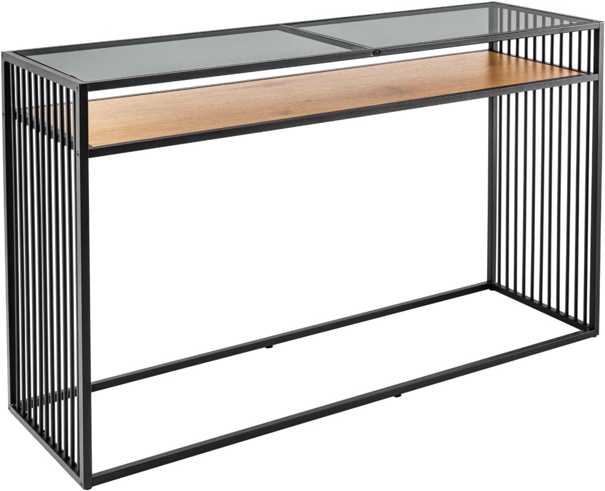 riess-ambiente Konsolentisch ARCHITECTURE 120cm schwarz / natur (Einzelartikel, 1-St), Wohnzimmer · Glas · Metall · Holz-Optik · Flur · Industrial Design Bild 1