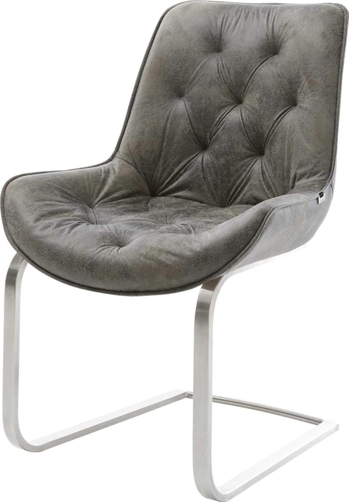 Freischwinger Taimi-Flex Mikrofaser Grau Antik Freischwinger flach Edelstahl Bild 1