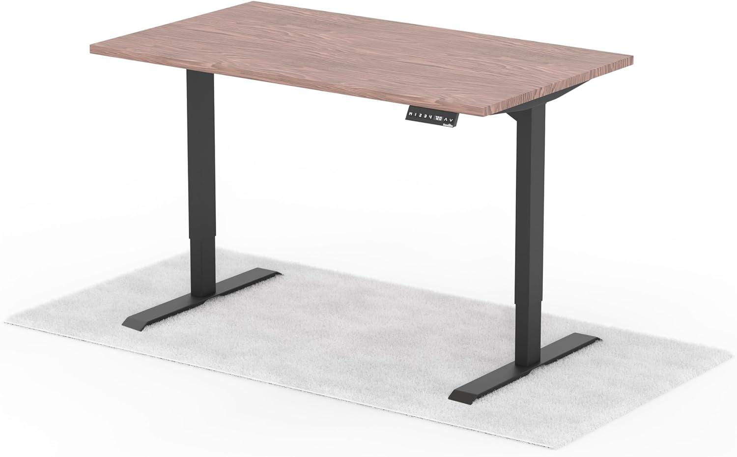 elektrisch höhenverstellbarer Schreibtisch DESK 140 x 80 cm - Gestell Schwarz, Platte Walnuss Bild 1