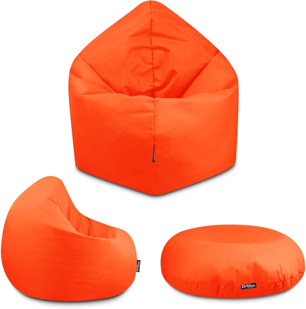 BuBiBag - 2in1 Sitzsack Bodenkissen - Outdoor Sitzsäcke Indoor Beanbag, Neonorange, Ø 145,0 cm Bild 1