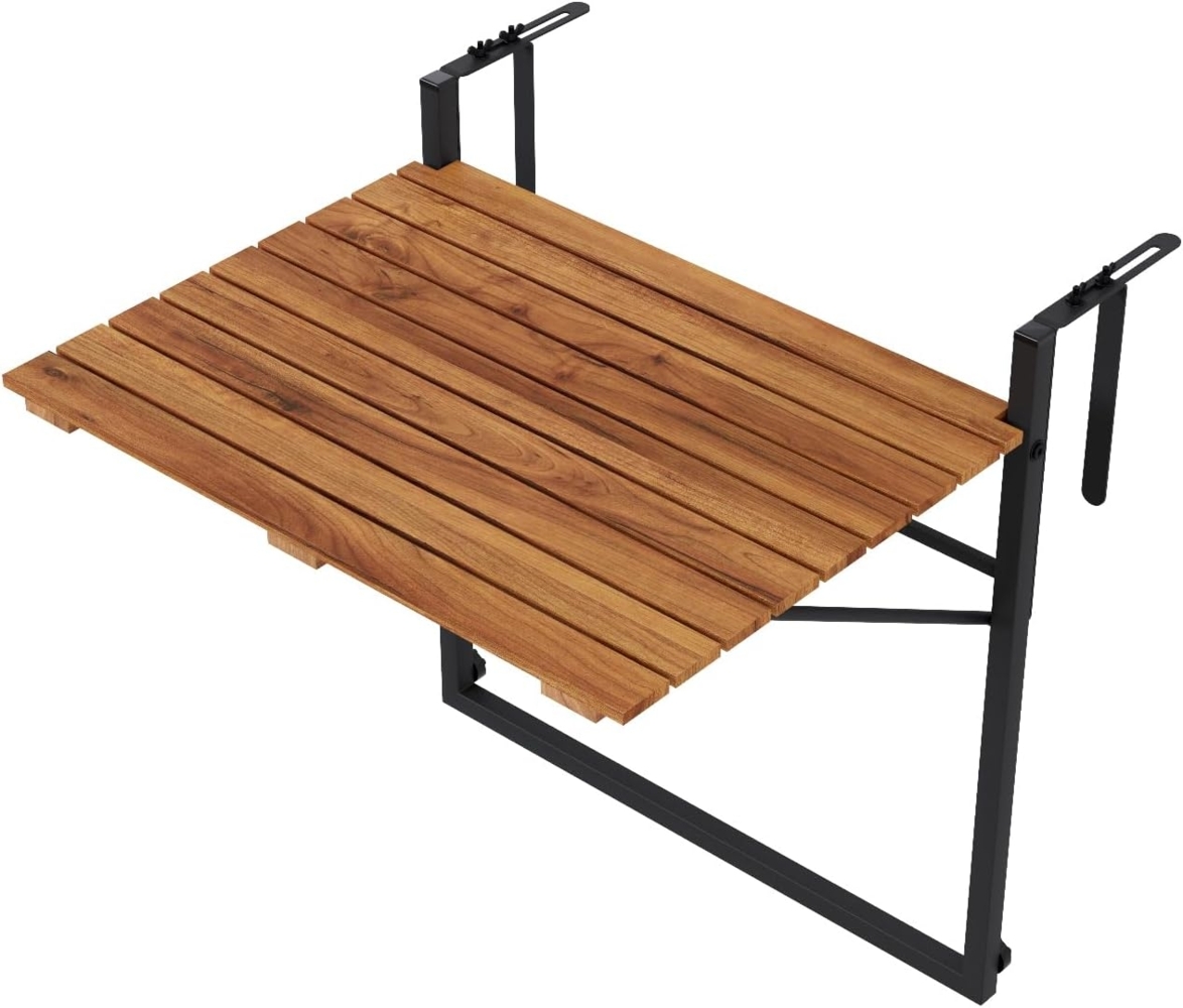 QLS Balkonhängetisch (1-St, 1 Tisch), Klapptisch Hängetisch Beistelltisch Verstellbar Klappbar Akazien Holz Bild 1