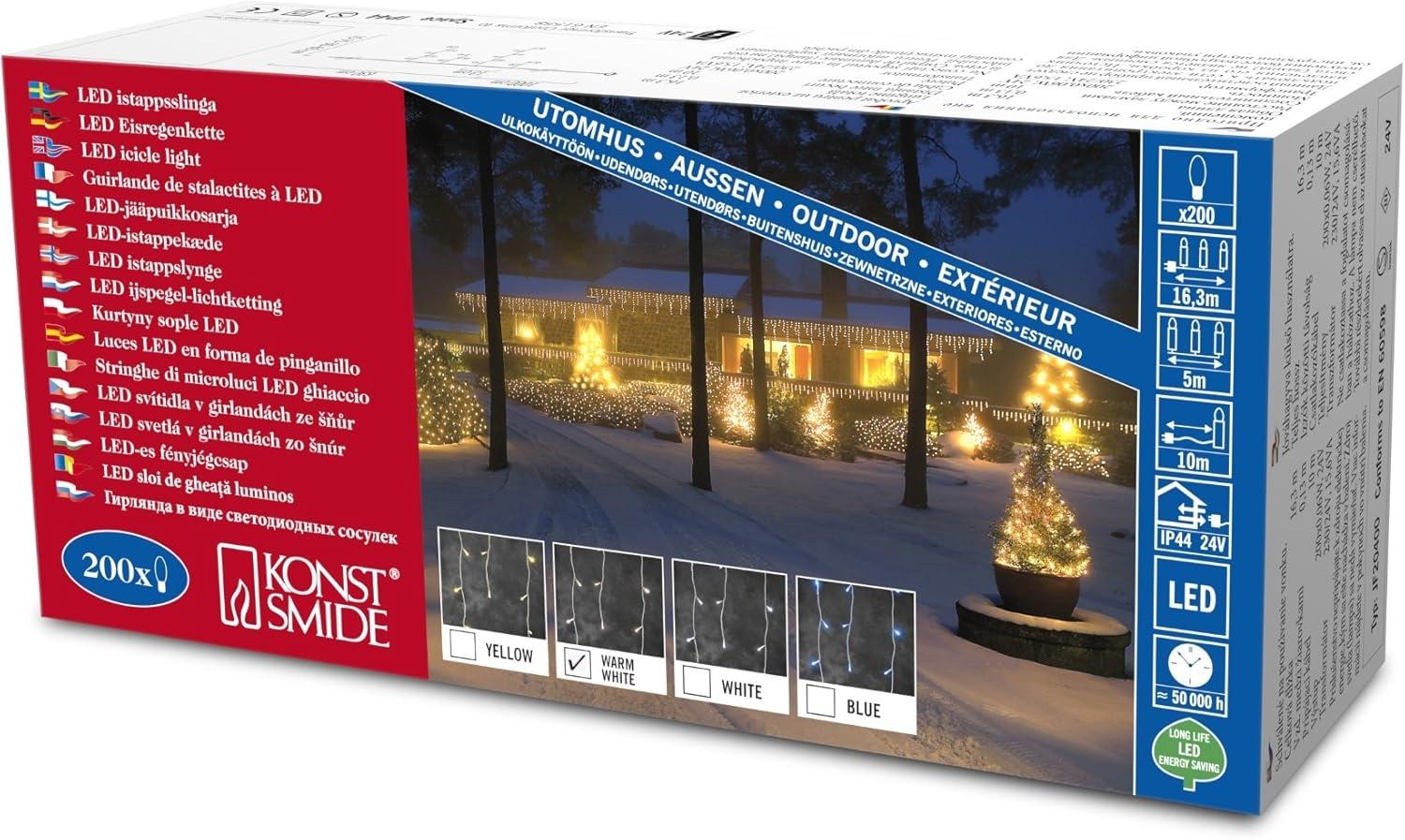 KONSTSMIDE LED-Lichtervorhang, 200-flammig, LED Eisregen Lichtervorhang, 200 warm weiße Dioden Bild 1