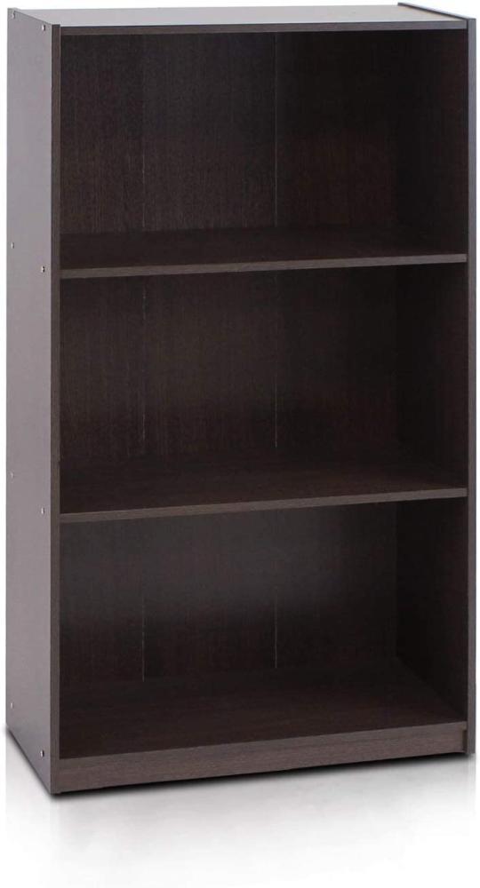 Furinno Basic Bücherregal mit 3 Fächern, Aufbewahrungsregal, holz, Dunkelbraun, 23. 49 x 23. 49 x 100. 33 cm Bild 1