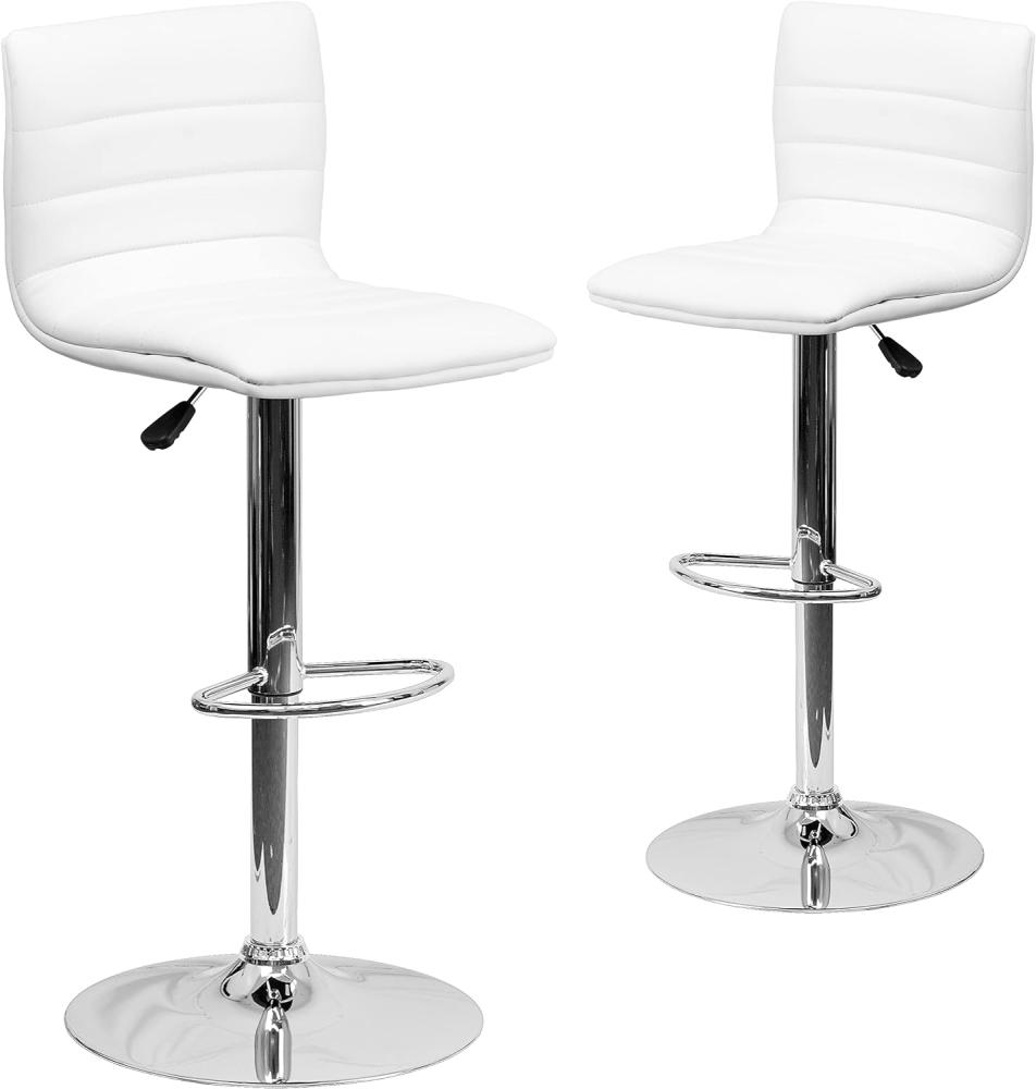 Flash Furniture Höhenverstellbarer Barhocker aus Vinyl, Stahl, Weiss/opulenter Garten, 2 Pack Bild 1