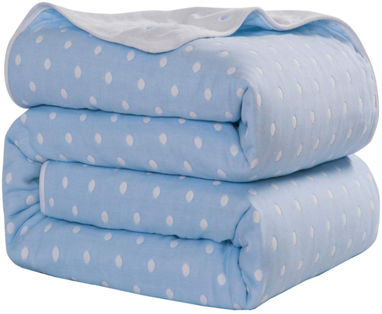 Hayisugal Kuscheldecke zweiseitig Tagesdecke Bettüberwurf 100% Baumwolle Kinder Überwurf Decke Baumwolldecke Bunte Decke Kinder Bettdecke Decken Winter Decke Sofa Decke, Blau Punkt, 120 x 150cm Bild 1