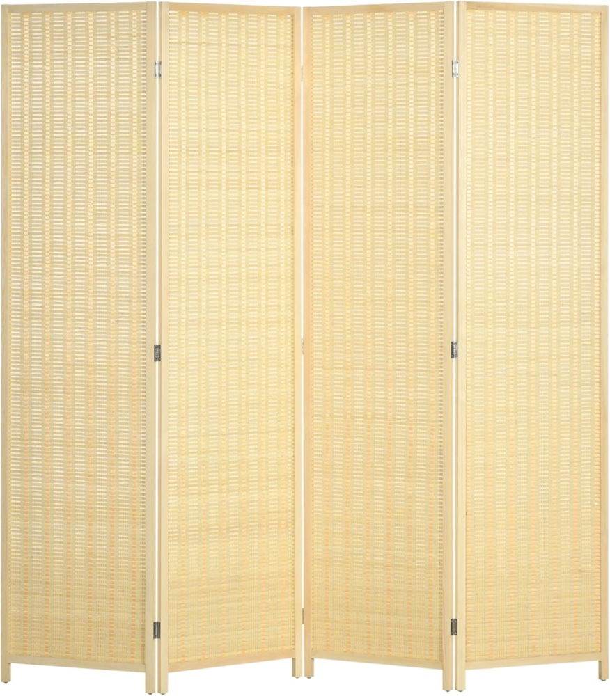 HOMCOM Paravent 4-teilig 180 x 180 cm Sichtschutz aus Bambus, Faltbar Stellwand (Raumteiler, 1 St, Trennwand), für Wohnzimmer, Schlafzimmer, Naturholz Bild 1