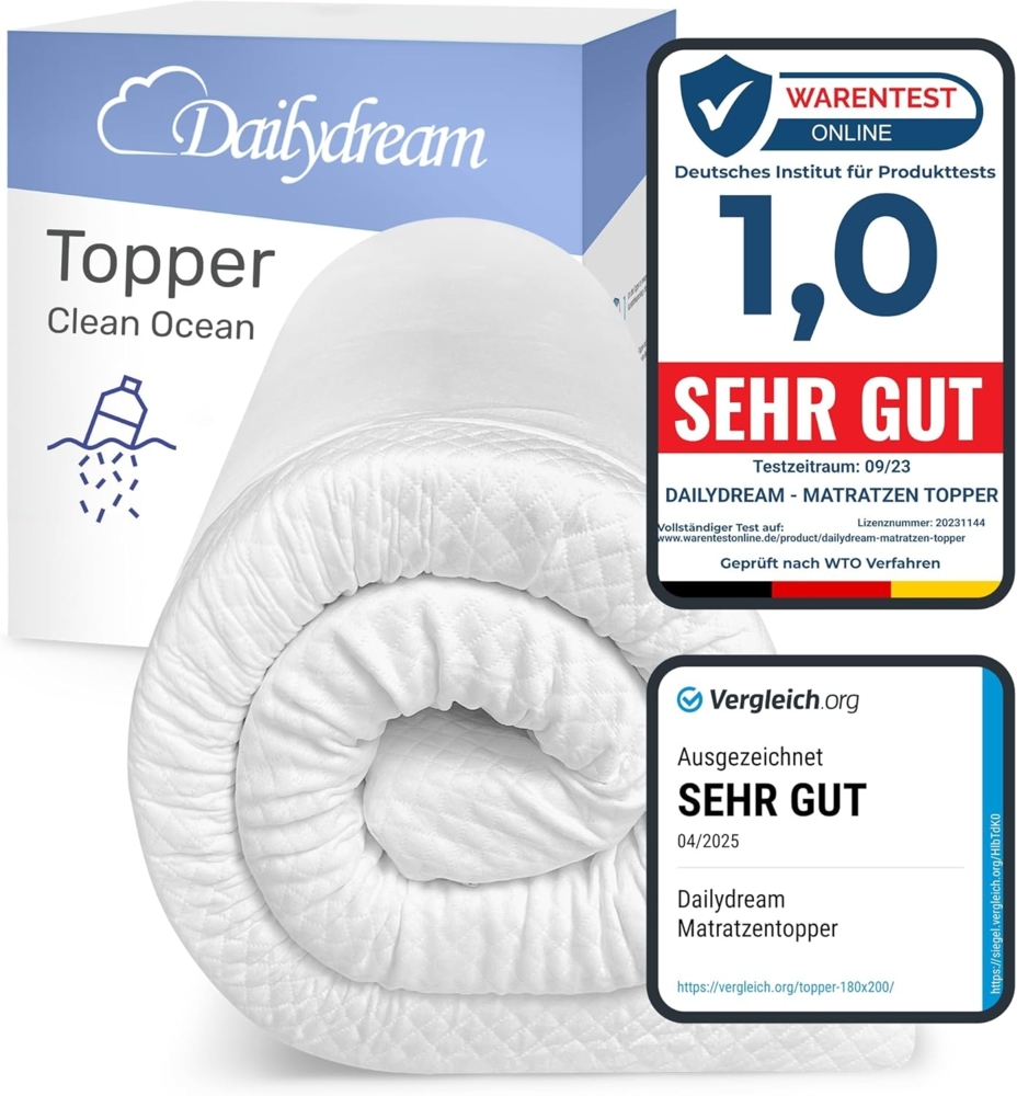 Dailydream viscoelastischer Matratzentopper "Model M" mit Memory Foam Effekt, 80x200x5cm, Edition "Clean Ocean" Bild 1