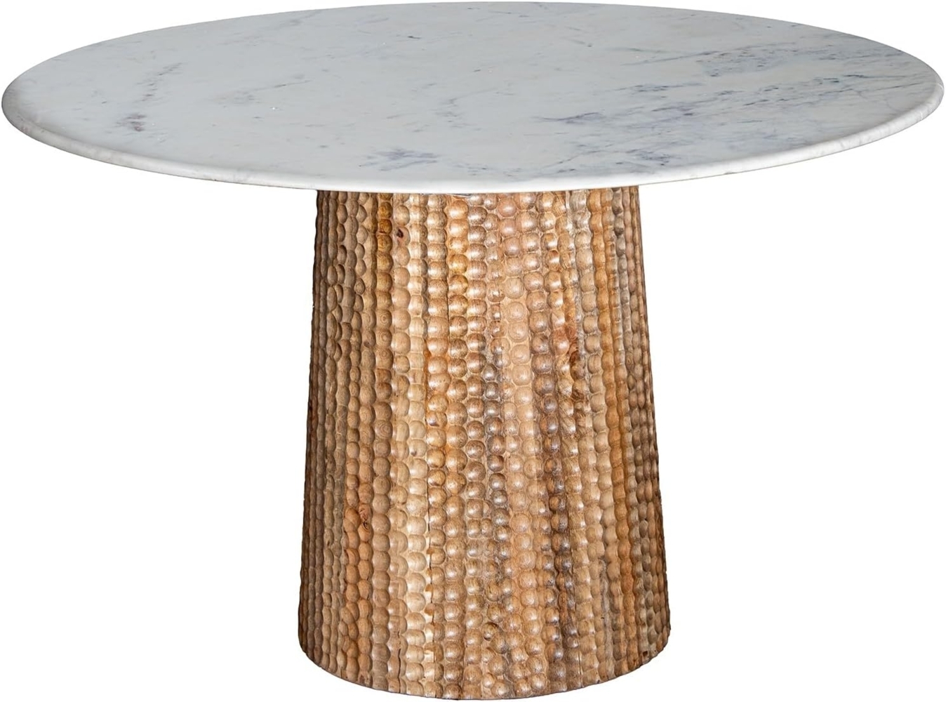 DRW Runder Esstisch aus Holz und Marmor in Natur und Weiß, 120 x 120 x 75 cm Bild 1