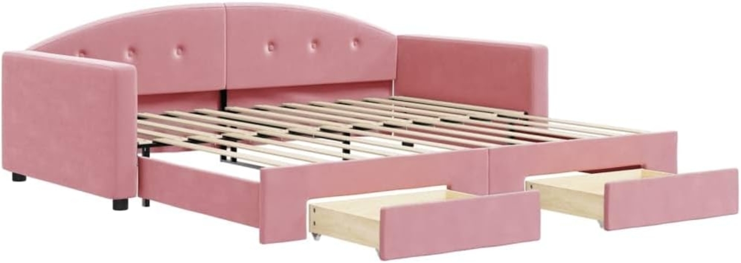 vidaXL Tagesbett Ausziehbar mit Schubladen Rosa 100x200 cm Samt 3197359 Bild 1