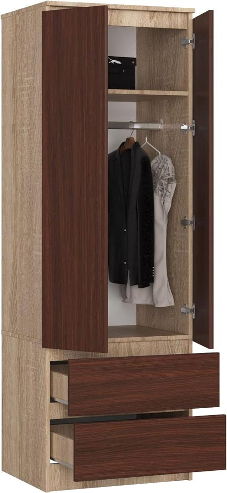 BDW Kleiderschrank, 2-türiger Kleiderschrank, 2 Schubladen, Kleiderschrank für das Schlafzimmer, Wohnzimmer, Flur, 180x60x51cm Bild 1