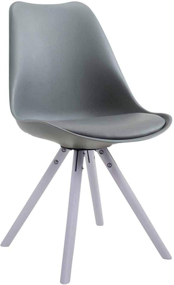 CLP Besucherstuhl Toulouse Kunstleder Rund mit runden Holzbeinen,grau weiß Bild 1