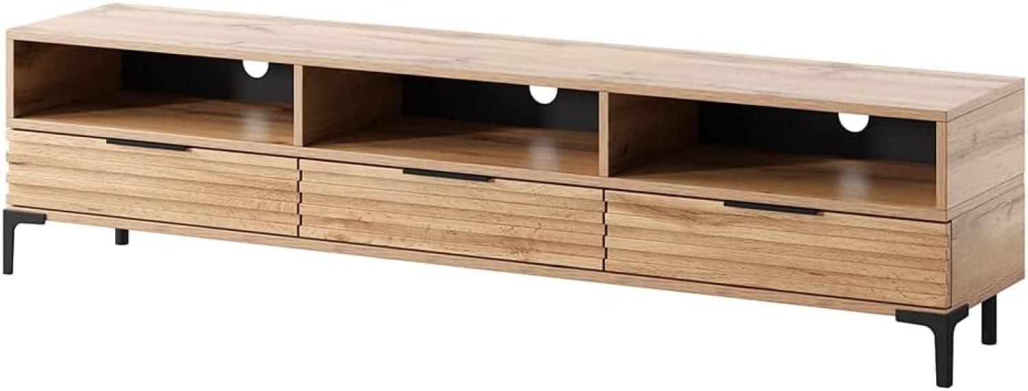 Selsey RIKKE - TV-Lowboard/TV-Tisch mit 3 offenen und 3 geschlossenen Fächern, 160 cm breit (Wotan Eiche Matt ohne LED) Bild 1