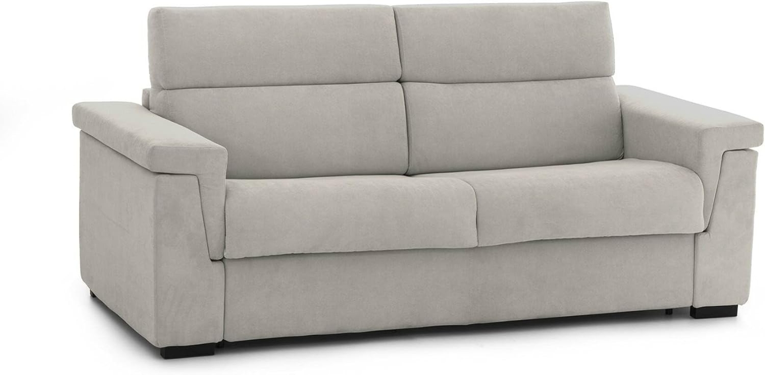 Talamo Italia - 2-Sitzer festes Sofa Onesta, Lineares Sofa für Wohnzimmer, gepolstert, Abnehmbarer Bezug, 100% Made in Italy-Qualität, 205x95 h100 cm, Beige Bild 1