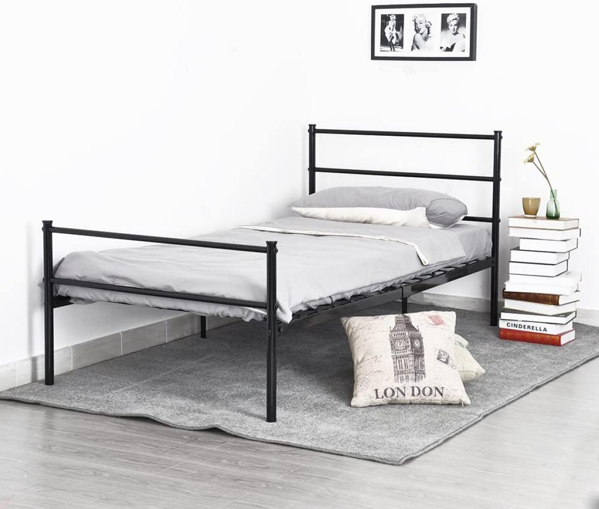 DORAFAIR Einzelbett Metallbett Metall Bett mit Lattenrost schwarz 90 x 190cm Bild 1