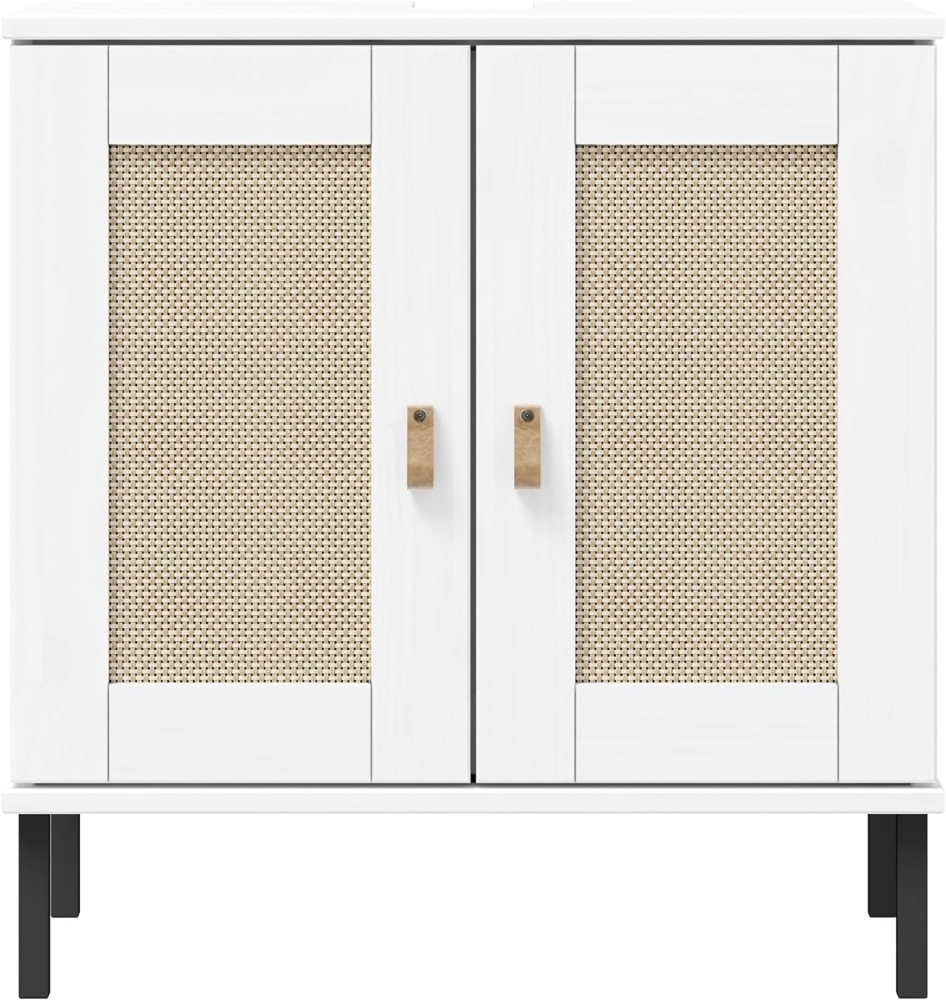 Woodroom Waschbeckenunterschrank Eleganter Massivholzschrank Valencia Badezimmerschrank aus Kiefer schwarz 62x65x40cm Bild 1