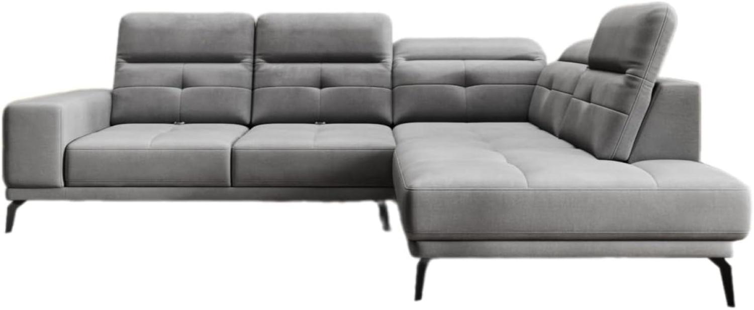 Designer Sofa Isabella mit verstellbarer Kopf- und Rückenlehne Samt Grau Rechts Bild 1