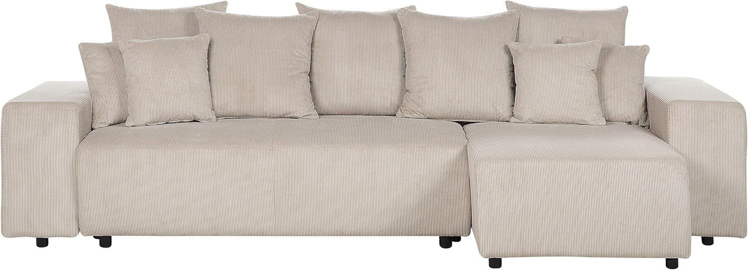 Ecksofa LUSPA Taupe Cord Linksseitig Bild 1