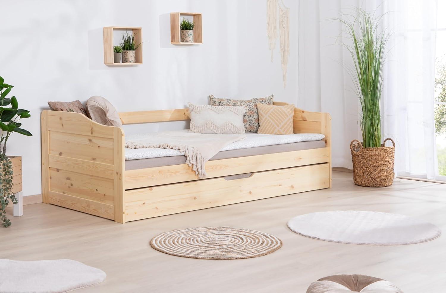 Ticaa Sofabett mit Auszug Melinda Kiefer massiv-kiefer-natur Bild 1