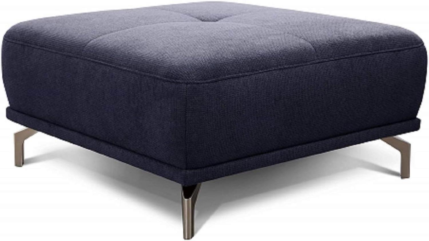 CAVADORE XXL-Hocker Carly / Fußbank fürs Wohnzimmer / Polsterhocker passend zum Ecksofa Carly, 91 x 45 x 91, Webstoff blau Bild 1