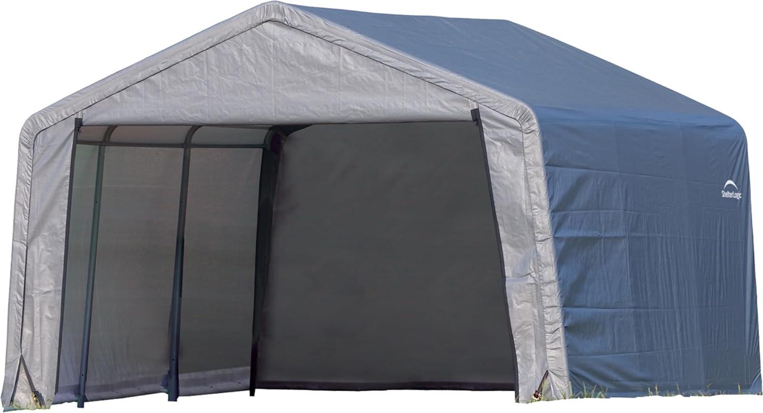 ShelterLogic Folien Weidezelt Zeltgarage | Grau | 370x370x260 cm Bild 1