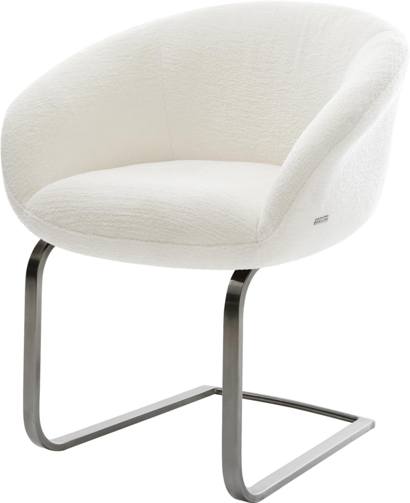 Freischwinger Vinka-Flex mit Armlehnen Bouclé Soft Beige Freischwinger flach Graphit Taschenfederkern Bild 1