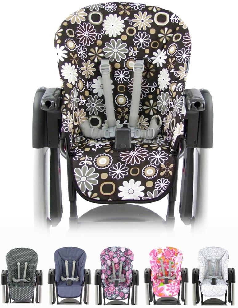 BAMBINIWELT Ersatzbezug Sitzkissen Bezug kompatibel mit Peg Perego TATAMIA & NEW BORN (braun braune Blumen) Bild 1