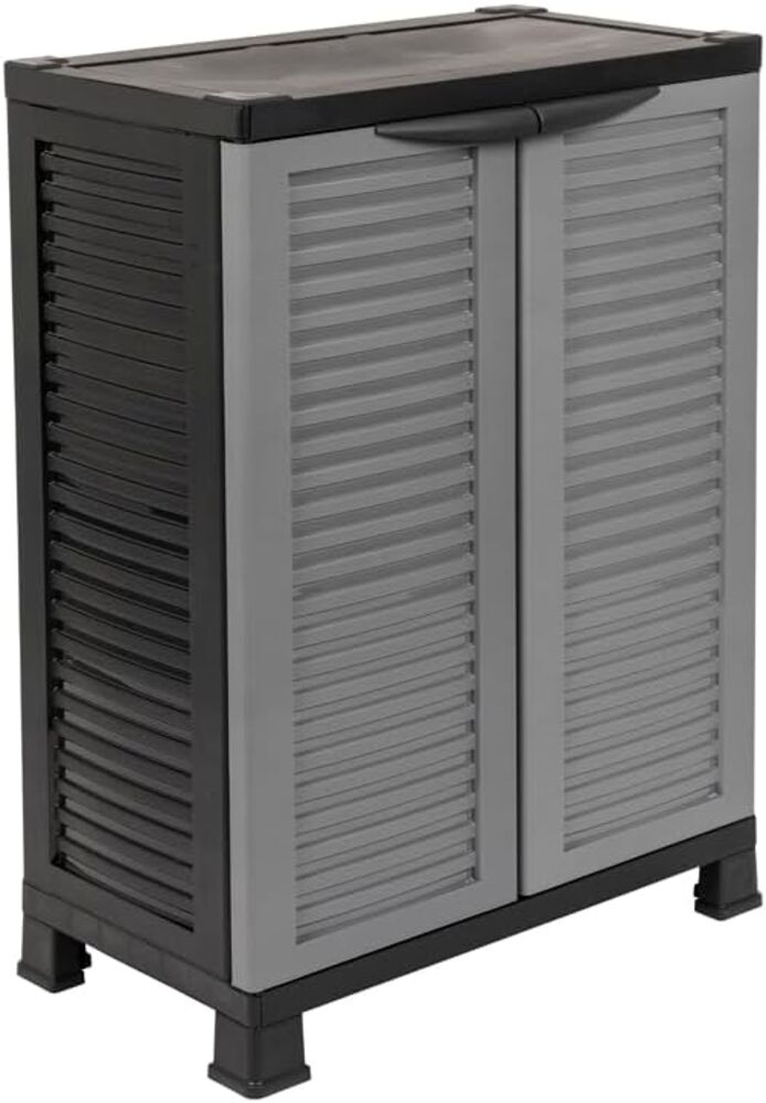 Kreher Mehrzweckschrank 'STAR' aus Kunststoff mit einem Einlegeboden in Schwarz/Grau Bild 1