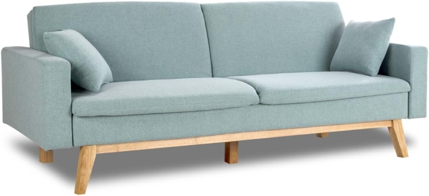 Don Descanso, Reine 3-Sitzer-Schlafsofa, Stoffpolsterung, Farbe Grün, Buch- oder Clic-Clac-Öffnungssystem, Sofagröße: 201 x 73 x 79 cm, Bettgröße: 201 x 99 x 42 cm, inklusive 2 Kissen Bild 1