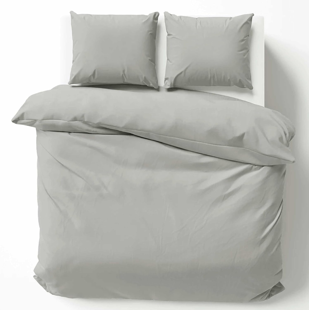 Cotton Castle Bettwäsche Bettgarnitur Bettbezug 100% Baumwolle 135x200 155x220 200x200 200x220, Farbe:Hellgrau, Größe:200x200 cm Bild 1