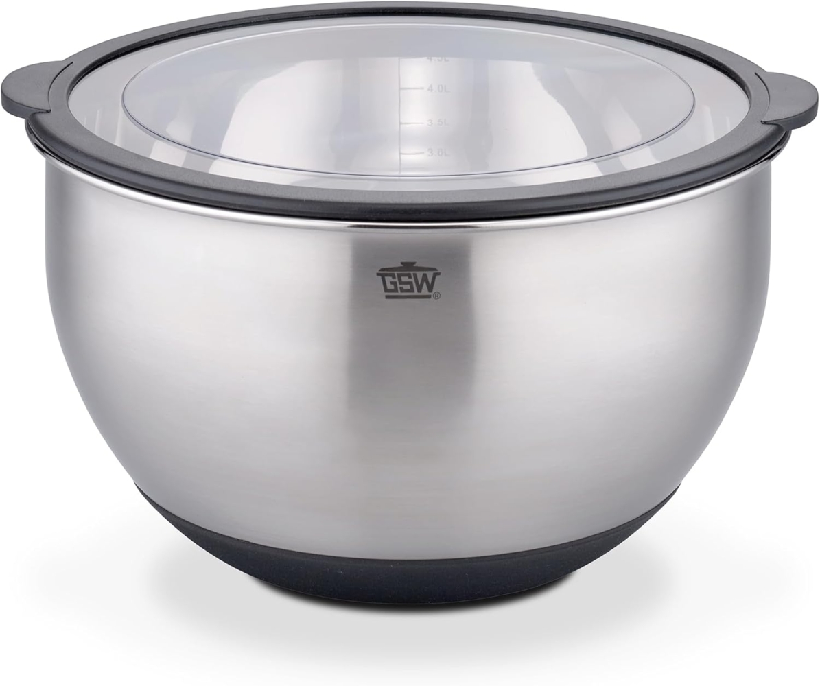GSW Servierschüssel Primo, Edelstahl, Literskala, luftdichter Aufbewahrungs-Deckel, Antirutsch-Boden Bild 1