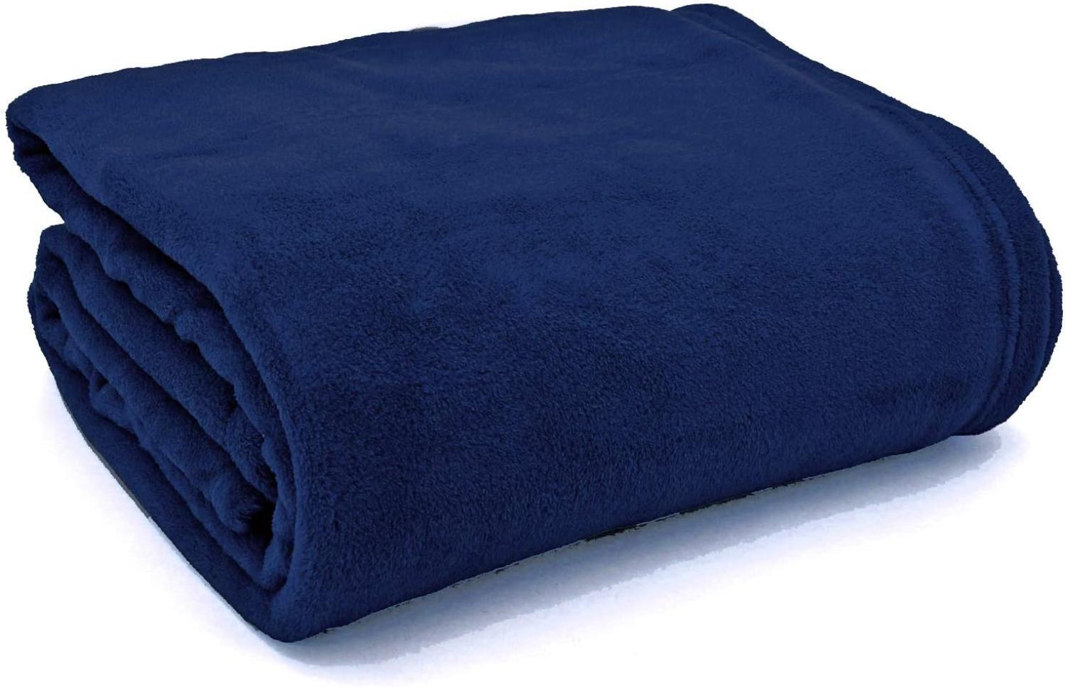 heimtexland große super weiche Kuscheldecke XL HxB 150x200 cm Microfaser Flanelldecke kuschelig warm - leicht - fusselfrei Decke in TOP QUALITÄT…Typ176 (blau) Bild 1