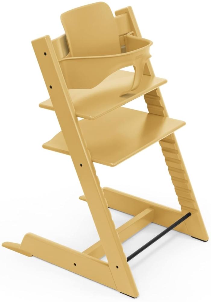 Tripp Trapp Hochstuhl von Stokke mit Baby Set, Sunflower Yellow aus Buchenholz - Verstellbarer, anpassbarer Stuhl für Kleinkinder, Kinder & Erwachsene Bild 1