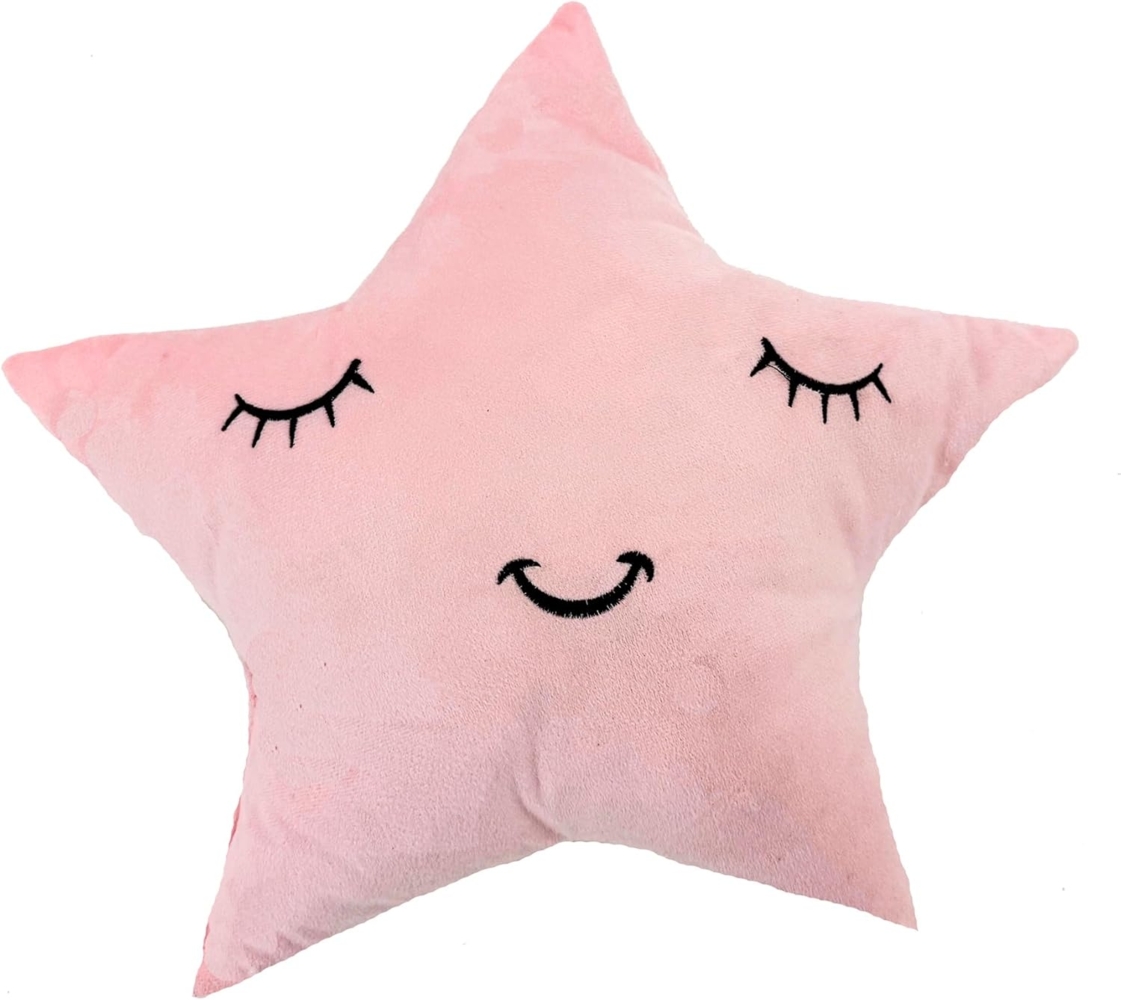 heimtexland Dekokissen Deko Kuschelkissen Kind Baby Zierkissen gefüllt, Formkissen Stern I super weich I Geschenkidee Geburt Taufe Bild 1