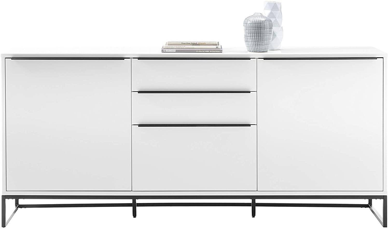 Robas Lund Sideboard weiß matt, Wohnzimmerschrank mit Metallkufen Gestell, BxHxT 184 x 85 x 40 cm Bild 1