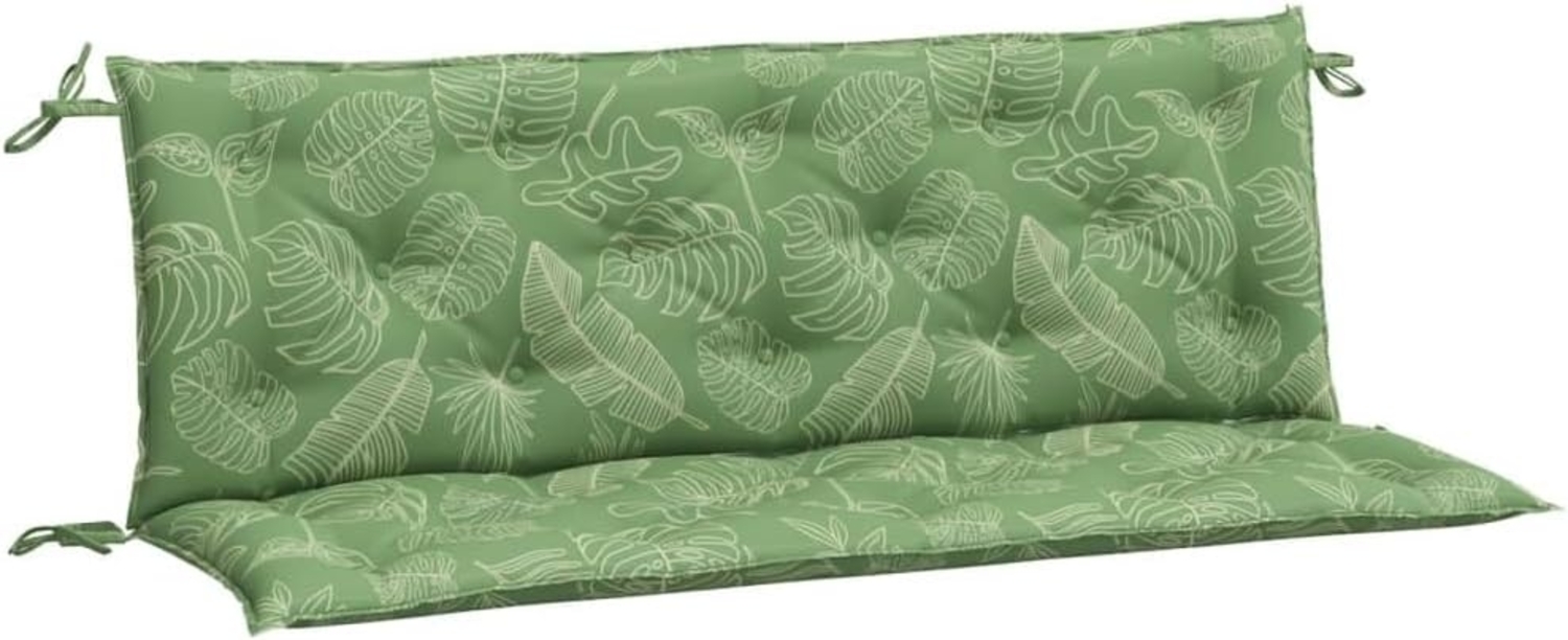 vidaXL Gartenbank-Auflagen, 2 Stk., Polyester, Blattmuster Grün, 150 x 50 x 7 cm Bild 1