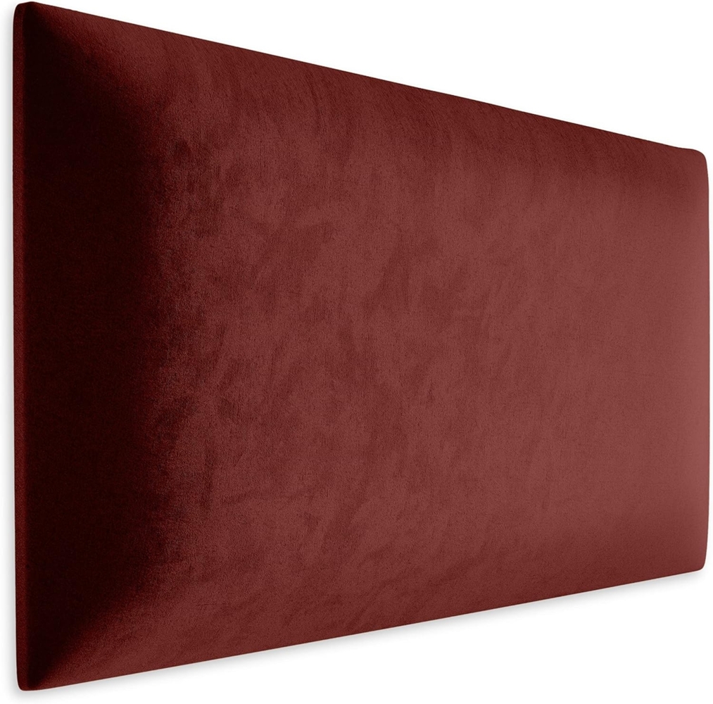 Muralo Samt Wandkissen Stoff Polsterpaneel Schlafzimmer Wohnzimmer Bett Wandpolster Bettkopfteil Lendekissen Modern Luxus Gepolstert Polster Paneel (Weinrot, 70x30 cm) Bild 1