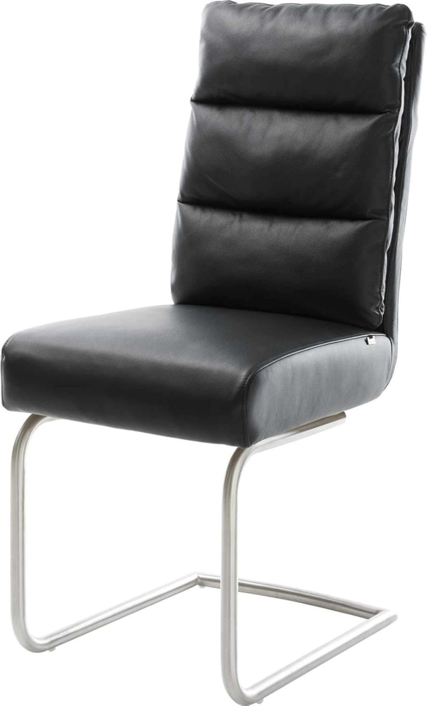 Freischwinger Pela-Flex Echt-Leder Schwarz Freischwinger rund Edelstahl Taschenfederkern Bild 1