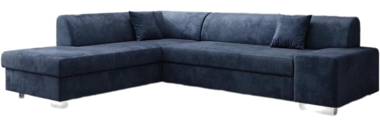 Designer Sofa Pina mit Schlaf- und Klappfunktion Samt Blau Links Bild 1