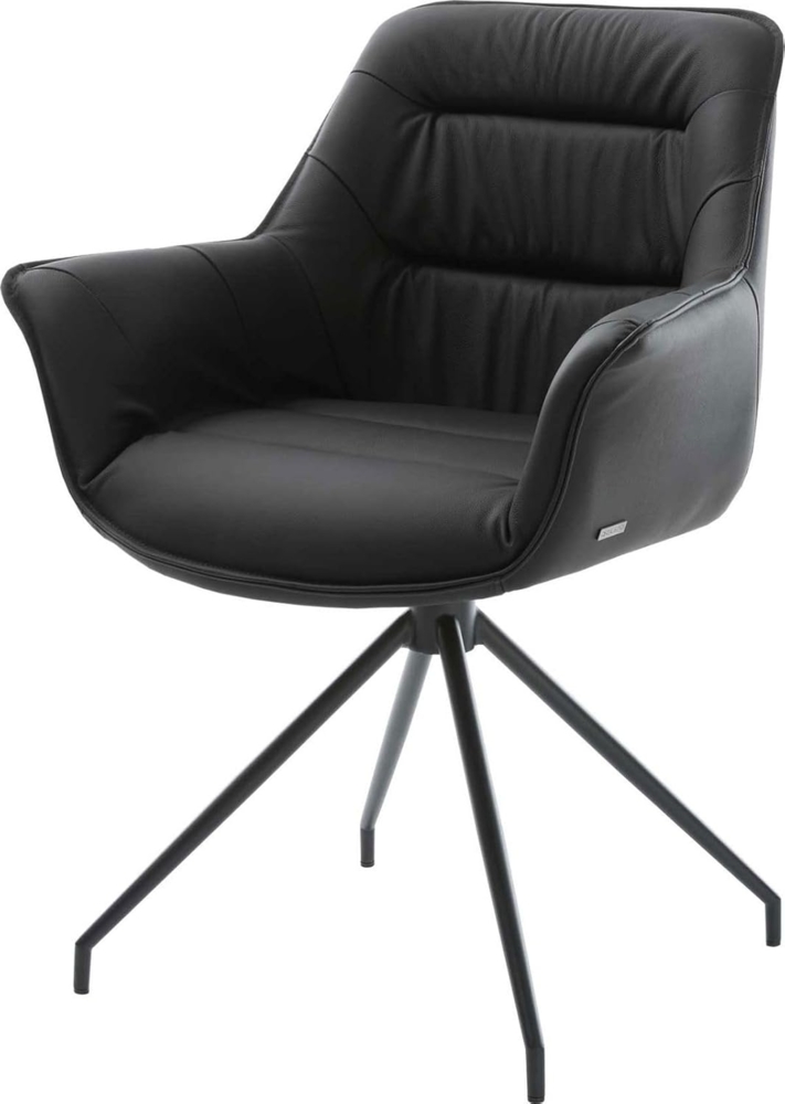 Esszimmerstuhl Kaira-Flex Echt-Leder Schwarz Kreuzgestell konisch Schwarz Bild 1