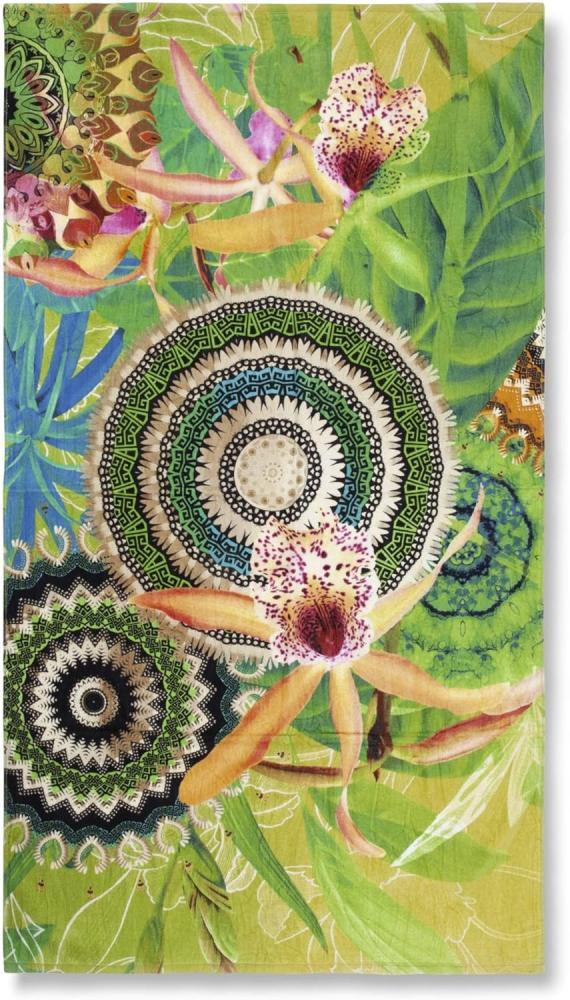 Velours Strandtuch YISSA, Motiv: Mandala Blumen, 100 x 180 cm Bild 1