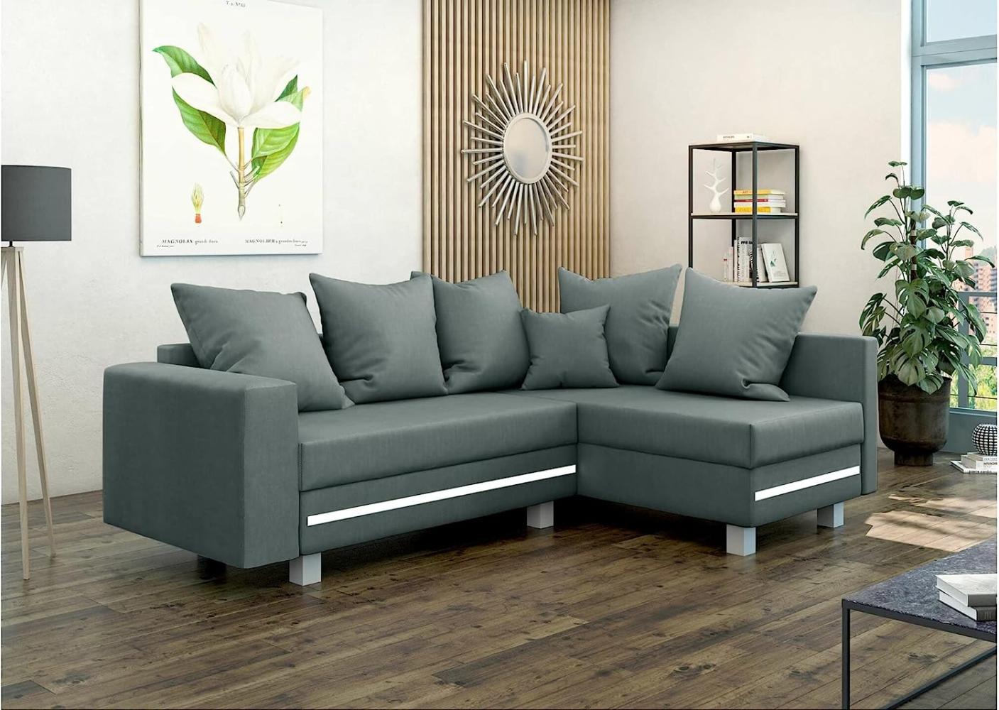 Stylefy Morgan Ecksofa Strukturstoff LARS Grau Rechts Bild 1