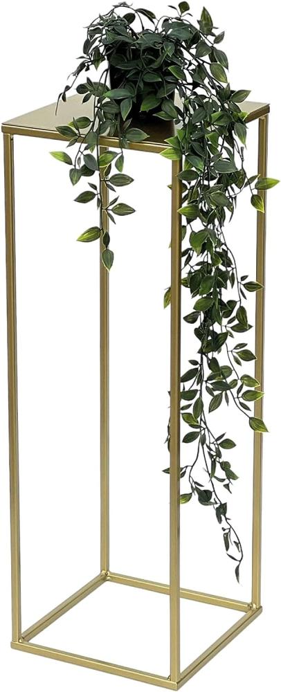 DanDiBo Blumenhocker Metall Gold Eckig M 62 cm Blumenständer Beistelltisch 96406 Blumensäule Modern Pflanzenständer Pflanzenhocker Bild 1