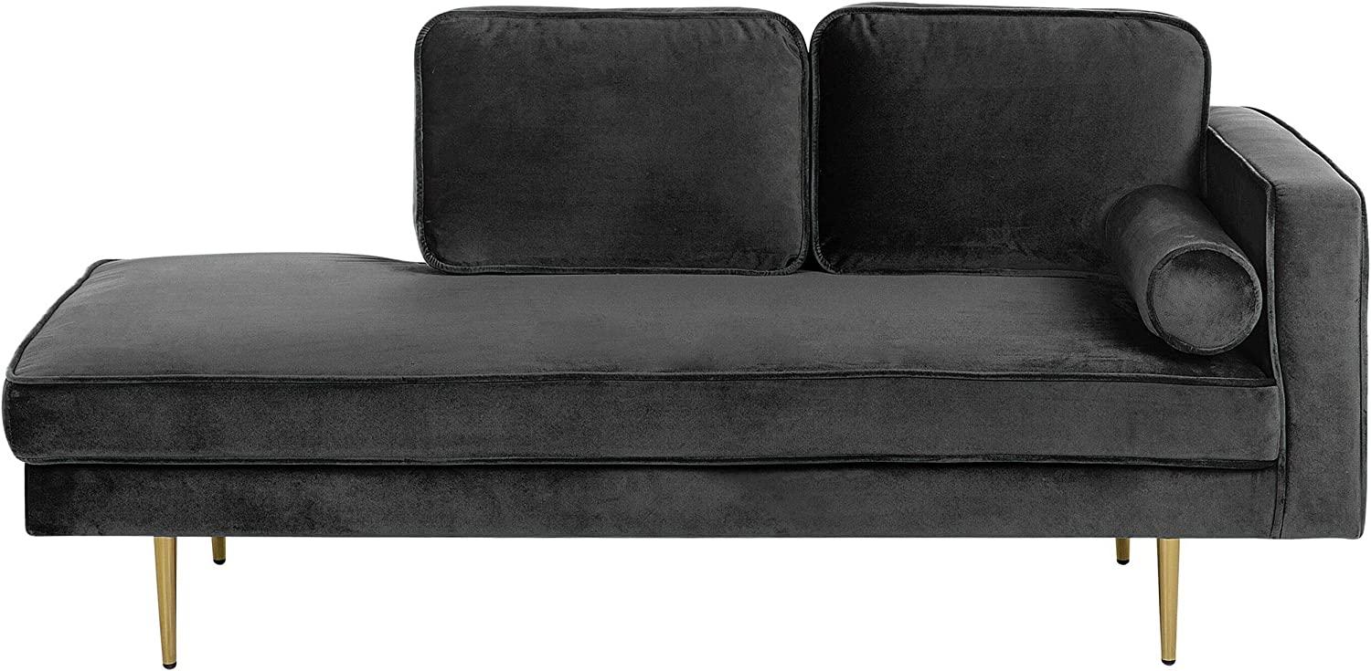 Chaiselongue Samtstoff schwarz rechtsseitig MIRAMAS Bild 1