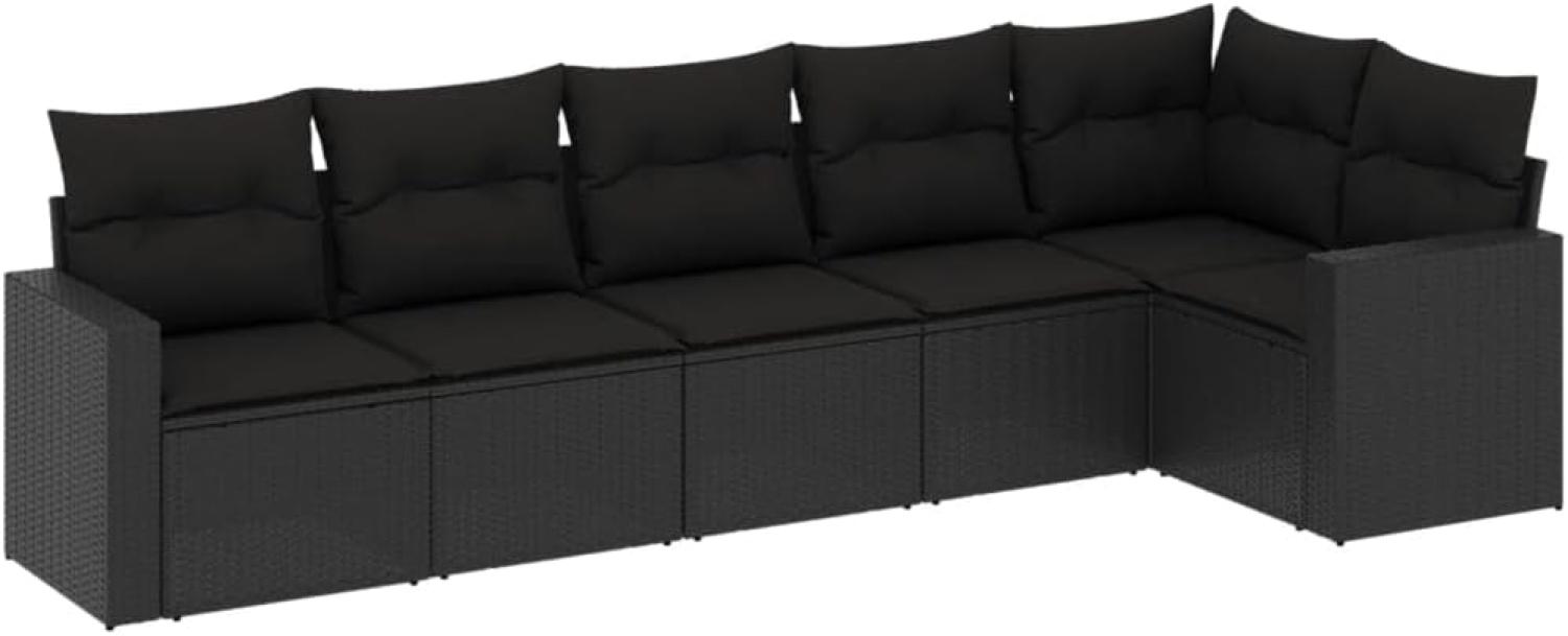 vidaXL 6-tlg. Garten-Sofagarnitur mit Kissen Schwarz Poly Rattan 3251322 Bild 1