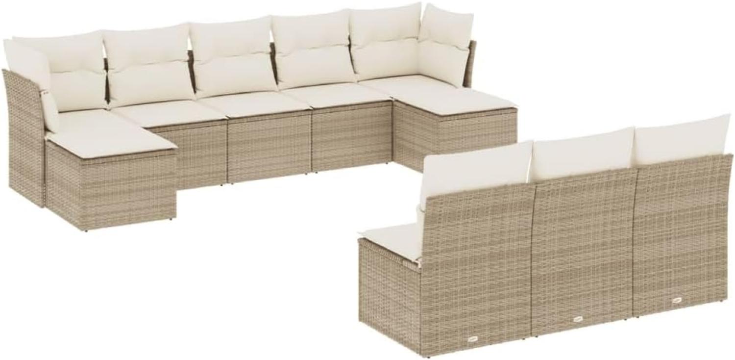 vidaXL 10-tlg. Garten-Sofagarnitur mit Kissen Beige Poly Rattan 3218288 Bild 1