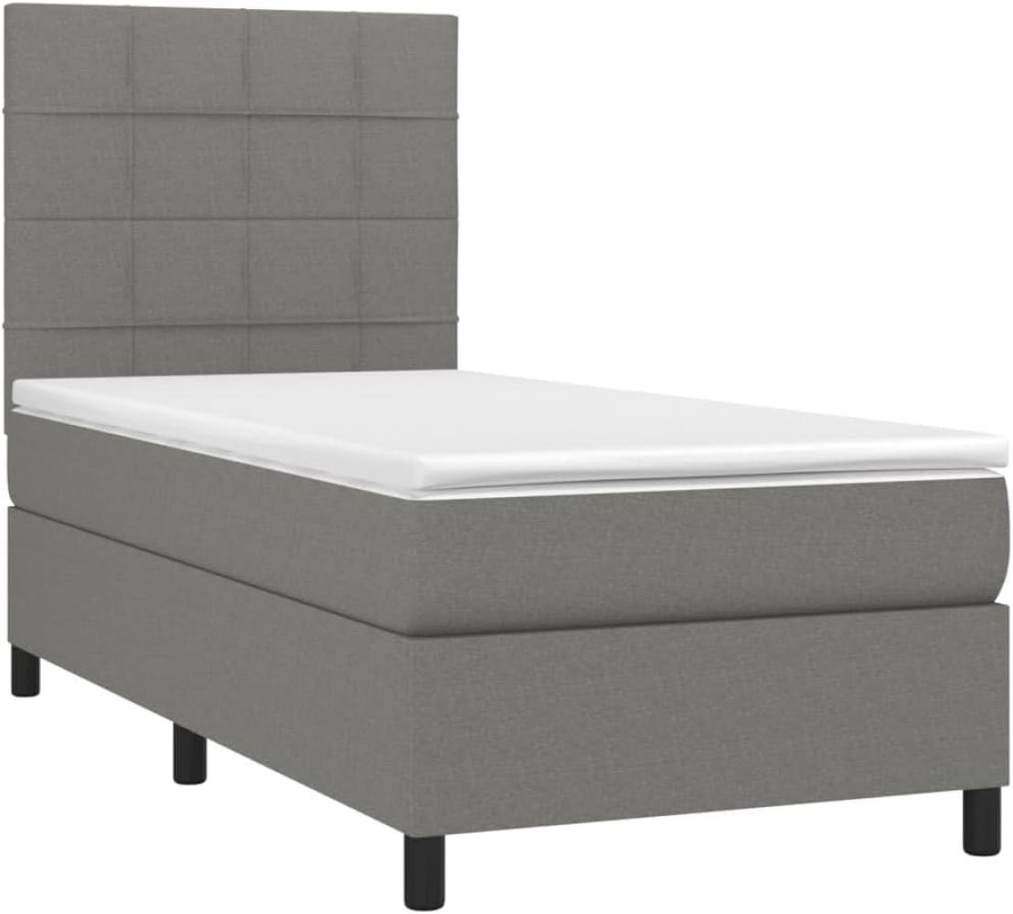 vidaXL Boxspringbett mit Matratze & LED Dunkelgrau 80x200 cm Stoff 3134830 Bild 1