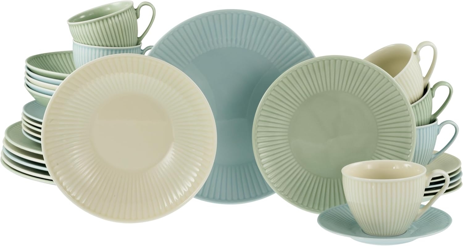 CreaTable Kombiservice Valencia Pastell, Kombi-Service 30-tlg (30-tlg), 6 Personen, Porzellan, Elegant, Boho Chic Bild 1