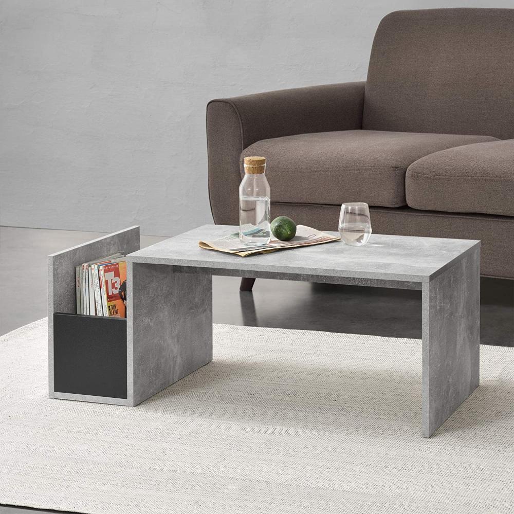 Couchtisch Bollnäs 90x45x35 cm mit Ablagefach Betonoptik en. casa Bild 1